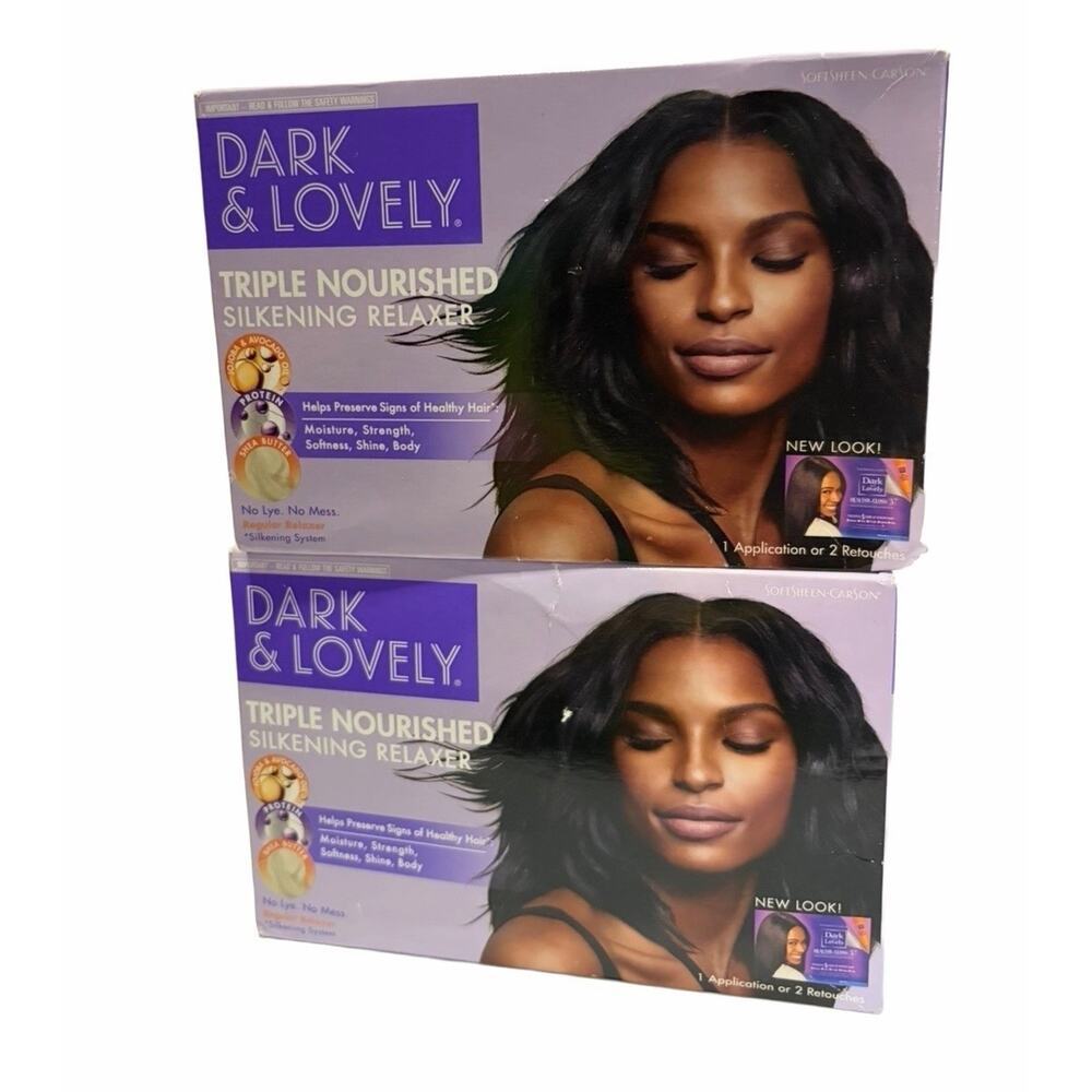 Dark & Lovely Triple Nourished Silkening Relaxer Regular No Lye Kit Lot 2 New